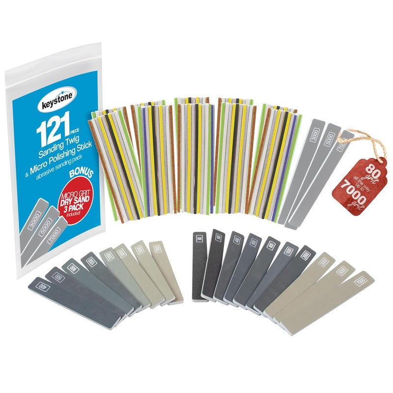 KeyStone Sanding Twigs Assortment w/Color Coded Grits - Abrasive Micro Sander Sanding Sticks for Plastic Models - Hobby Sanding Sticks for Wood - Detail Sanding Tools - 121 Pieces - Image 1